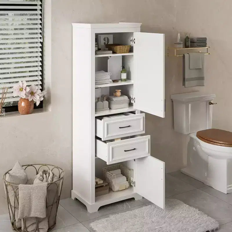 Meuble de rangement de salle de bain de 71 pouces, meuble de rangement de sol autoportant avec étagère réglable et tiroirs, meuble de rangement de cuisine en bois pour salon