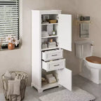 Meuble de rangement de salle de bain de 71 pouces, meuble de rangement de sol autoportant avec étagère réglable et tiroirs, meuble de rangement de cuisine en bois pour salon