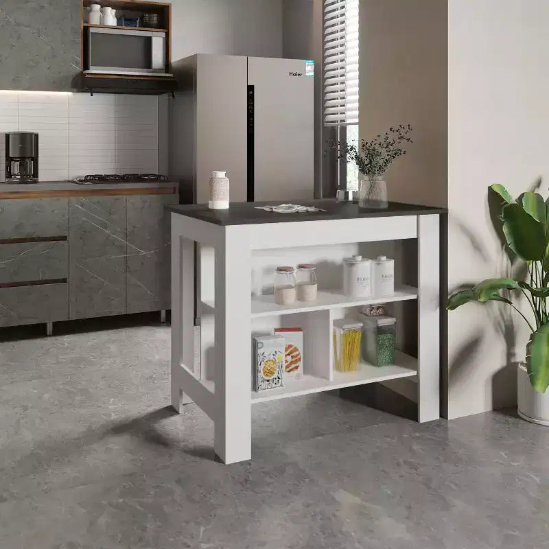HomeStock 35.4 in.H Plastic Kitchen Islands for Modular Kitchen with 2 Shelves