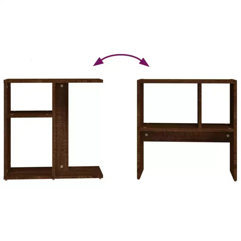 Clihome Table d'appoint rectangulaire moderne en chêne artisanal, avec 2 étagères pour une utilisation polyvalente