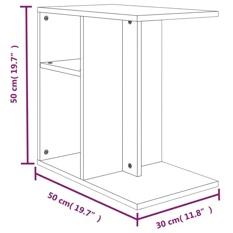 Clihome Table d'appoint rectangulaire moderne en chêne artisanal, avec 2 étagères pour une utilisation polyvalente