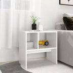Clihome Table d'appoint rectangulaire moderne en chêne artisanal, avec 2 étagères pour une utilisation polyvalente