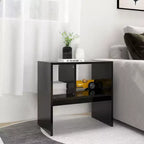 Clihome Table d'appoint rectangulaire moderne en chêne artisanal, avec 2 étagères pour une utilisation polyvalente