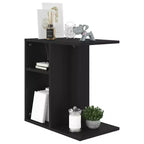 Clihome Table d'appoint rectangulaire moderne en chêne artisanal, avec 2 étagères pour une utilisation polyvalente