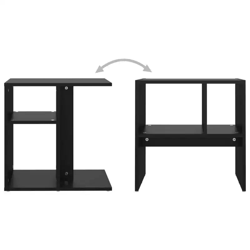 Clihome Table d'appoint rectangulaire moderne en chêne artisanal, avec 2 étagères pour une utilisation polyvalente