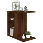 Clihome Table d'appoint rectangulaire moderne en chêne artisanal, avec 2 étagères pour une utilisation polyvalente