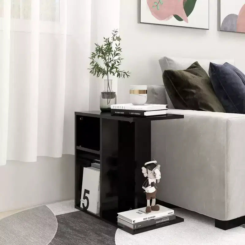 Clihome Modern Rectangular Design Artisan Oak Side Table, with 2 Shelves for Versatile Use
