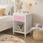 Table de chevet en bois Whisen 68 cm H avec un tiroir et une étagère pour enfants et adultes