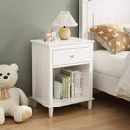 Table de chevet en bois Whisen 68 cm H avec un tiroir et une étagère pour enfants et adultes
