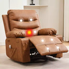 Fauteuil inclinable surdimensionné COZONY pour chambre d'enfant, fauteuil à bascule pivotant à 360° avec chauffage et massage, porte-gobelets et rangement, pour chambre à coucher, camping-car, salon
