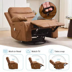 Fauteuil inclinable surdimensionné COZONY pour chambre d'enfant, fauteuil à bascule pivotant à 360° avec chauffage et massage, porte-gobelets et rangement, pour chambre à coucher, camping-car, salon