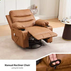 Fauteuil inclinable surdimensionné COZONY pour chambre d'enfant, fauteuil à bascule pivotant à 360° avec chauffage et massage, porte-gobelets et rangement, pour chambre à coucher, camping-car, salon