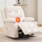 Fauteuil inclinable surdimensionné COZONY pour chambre d'enfant, fauteuil à bascule pivotant à 360° avec chauffage et massage, porte-gobelets et rangement, pour chambre à coucher, camping-car, salon