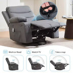 Fauteuil inclinable surdimensionné COZONY pour chambre d'enfant, fauteuil à bascule pivotant à 360° avec chauffage et massage, porte-gobelets et rangement, pour chambre à coucher, camping-car, salon