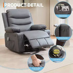 Fauteuil inclinable surdimensionné COZONY pour chambre d'enfant, fauteuil à bascule pivotant à 360° avec chauffage et massage, porte-gobelets et rangement, pour chambre à coucher, camping-car, salon