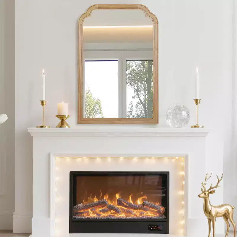 Miroir décoratif en bois massif, couleur bois naturel, 20 x 30, avec coins arrondis, pour chambre, salle de bain, salon, entrée