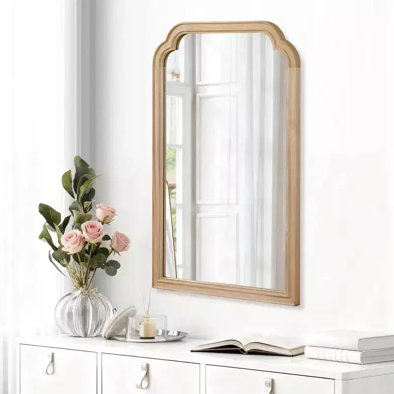 Miroir décoratif en bois massif, couleur bois naturel, 20 x 30, avec coins arrondis, pour chambre, salle de bain, salon, entrée