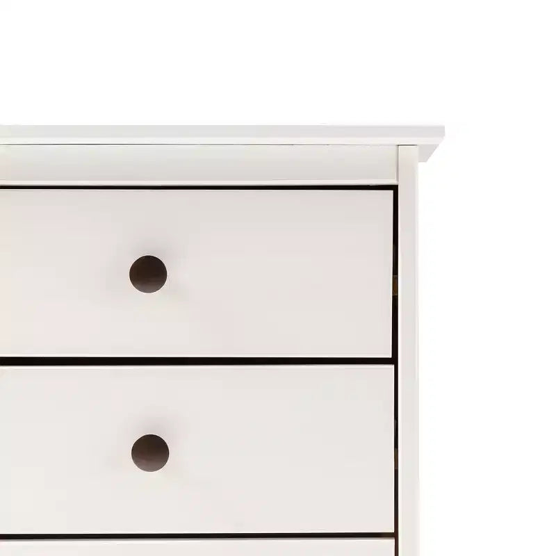 Table de chevet classique en bois massif à 3 tiroirs - Blanc