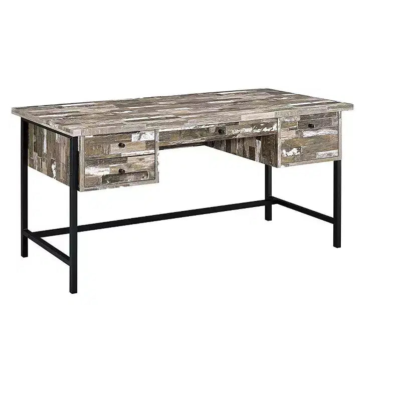 Bureau informatique HomeStock 29 po H, couleur beige, en MDF, avec étagère de rangement ouverte