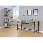 Bureau informatique HomeStock 29 po H, couleur beige, en MDF, avec étagère de rangement ouverte