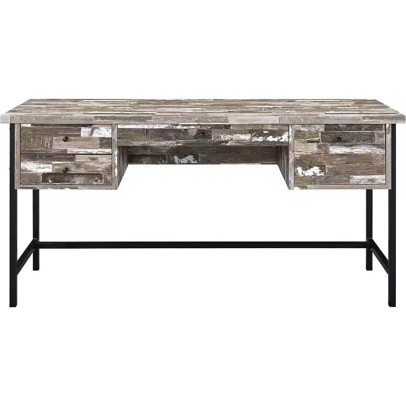 Bureau informatique HomeStock 29 po H, couleur beige, en MDF, avec étagère de rangement ouverte