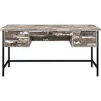 Bureau informatique HomeStock 29 po H, couleur beige, en MDF, avec étagère de rangement ouverte