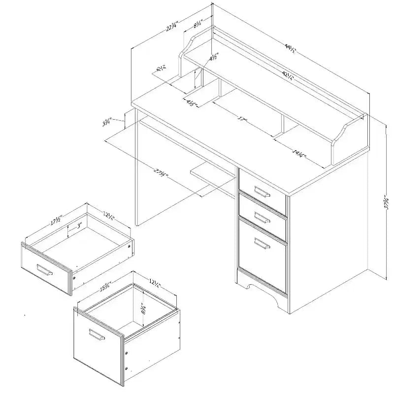 Bureaux informatiques HomeStock 29,5 po (H) en stratifié de papier couleur marron avec étagère de rangement ouverte