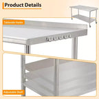 Table de travail COZONY en acier inoxydable, table de cuisine commerciale avec étagère inférieure, poste de préparation en métal robuste pour restaurant, boulangerie, traiteur