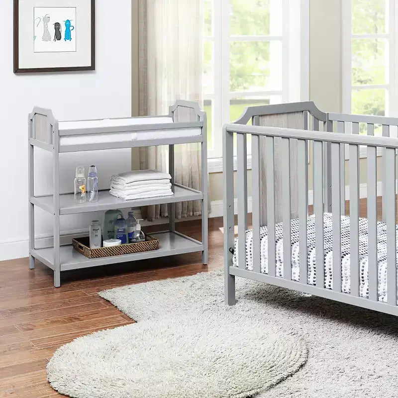 Table à langer Whisen Safe Suite, qualité assortie au lit de bébé, avec 2 étagères de rangement