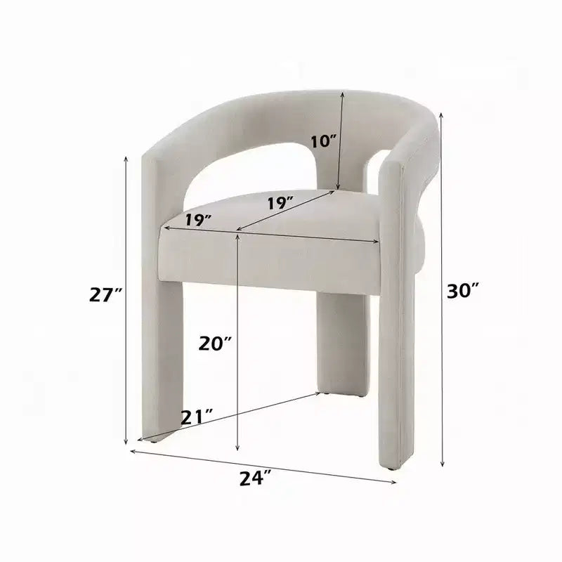 Chaise de salle à manger Royal Hampton (lot de 2), dossier arrondi, chenille blanc moderne