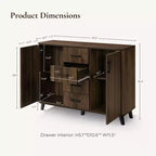 LuxenHome Armoire d'appoint 47,2 po de largeur avec portes, Meuble de rangement de style Mid-Century pour salon, salle à manger, entrée, Noyer foncé