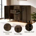 LuxenHome Armoire d'appoint 47,2 po de largeur avec portes, Meuble de rangement de style Mid-Century pour salon, salle à manger, entrée, Noyer foncé