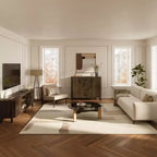 LuxenHome Armoire d'appoint 47,2 po de largeur avec portes, Meuble de rangement de style Mid-Century pour salon, salle à manger, entrée, Noyer foncé