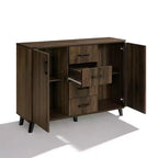LuxenHome Armoire d'appoint 47,2 po de largeur avec portes, Meuble de rangement de style Mid-Century pour salon, salle à manger, entrée, Noyer foncé