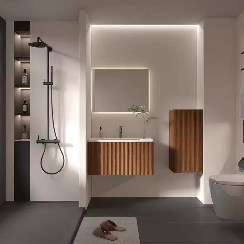 Meuble haut de salle de bain flottantAvec étagères réglables et 2 portesMeubles de rangement muraux adaptés aux petits espaces.