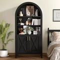 MAYEERTY 63 Arched Storage Cabinet Beech Wood Door 5 Tier Bookcase