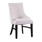 Royal Hampton, lot de 2 fauteuils de salle à manger avec dossiers à oreilles, rembourrés, bois noir, beige