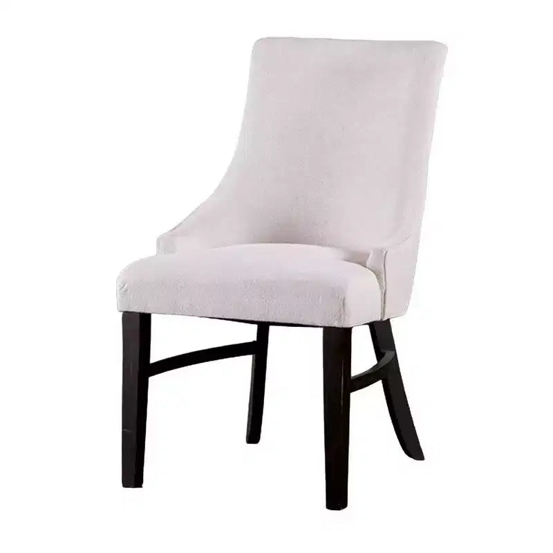 Royal Hampton, lot de 2 fauteuils de salle à manger avec dossiers à oreilles, rembourrés, bois noir, beige