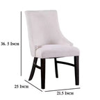 Royal Hampton, lot de 2 fauteuils de salle à manger avec dossiers à oreilles, rembourrés, bois noir, beige