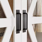 Armoire de chambre Famapy de style ferme, blanche, à 4 portes, avec éclairage LED et tiroirs de rangement