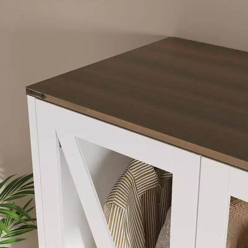 Armoire de chambre Famapy de style ferme, blanche, à 4 portes, avec éclairage LED et tiroirs de rangement