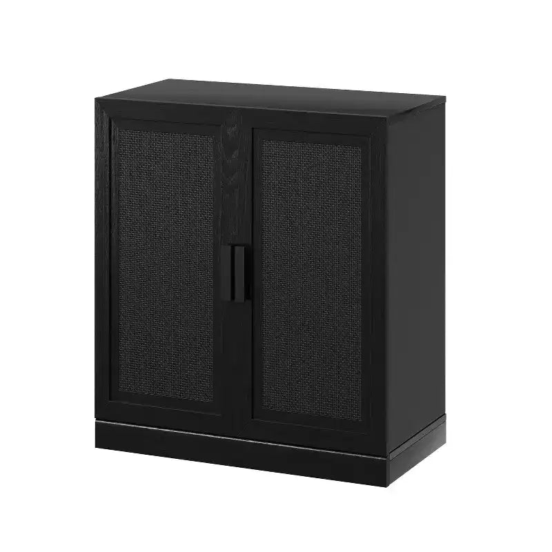 PexFix 36 Bahut modulable avec rangement, buffet de ferme moderne avec portes en rotin pour salon, cuisine, salle à manger, entrée Noir
