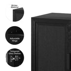 PexFix 36 Bahut modulable avec rangement, buffet de ferme moderne avec portes en rotin pour salon, cuisine, salle à manger, entrée Noir
