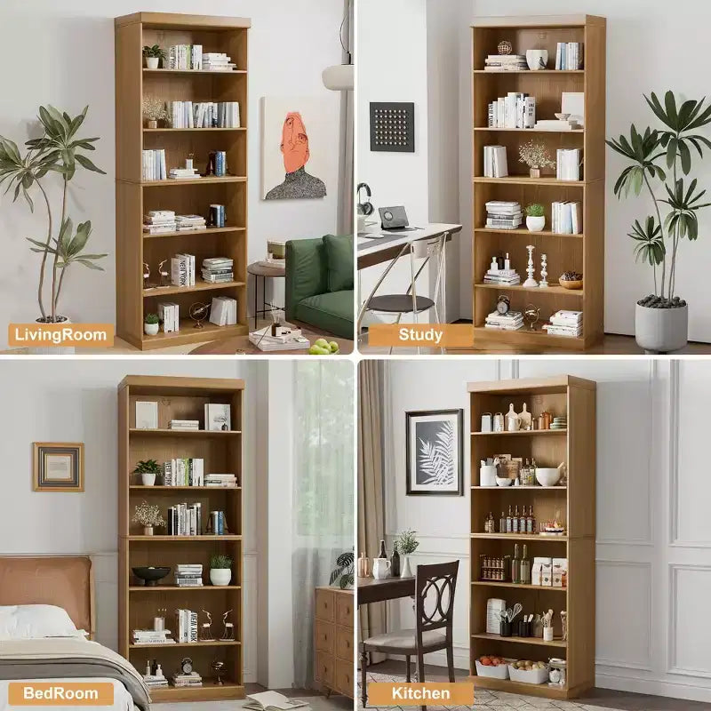 PexFix 41x31x16 Étagère à Livres Ouverte en Bois Meuble de Rangement Bibliothèque & Meuble de Bureau pour Cuisine Chambre Entrée Salon Salle à Manger Naturel
