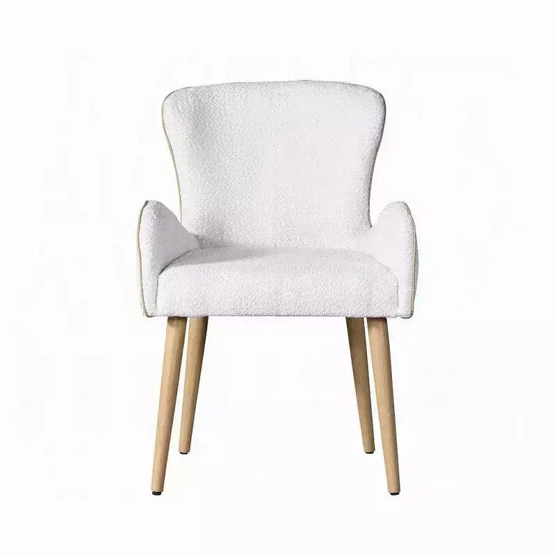 Lot de 2 chaises Royal Hampton, en bouclé blanc, rembourrage doux, pieds en bois marron