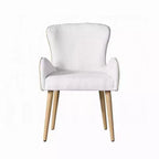Lot de 2 chaises Royal Hampton, en bouclé blanc, rembourrage doux, pieds en bois marron