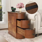 End Table with Charging Station, Sofa Side Table with Drawers, Accent Table Nighstand, No Assembly Required, Walnut - ModernLuxe