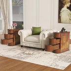 Table d'appoint avec station de recharge, Table d'appoint de canapé avec tiroirs, Table d'appoint de chevet, Aucun assemblage requis, Noyer - ModernLuxe