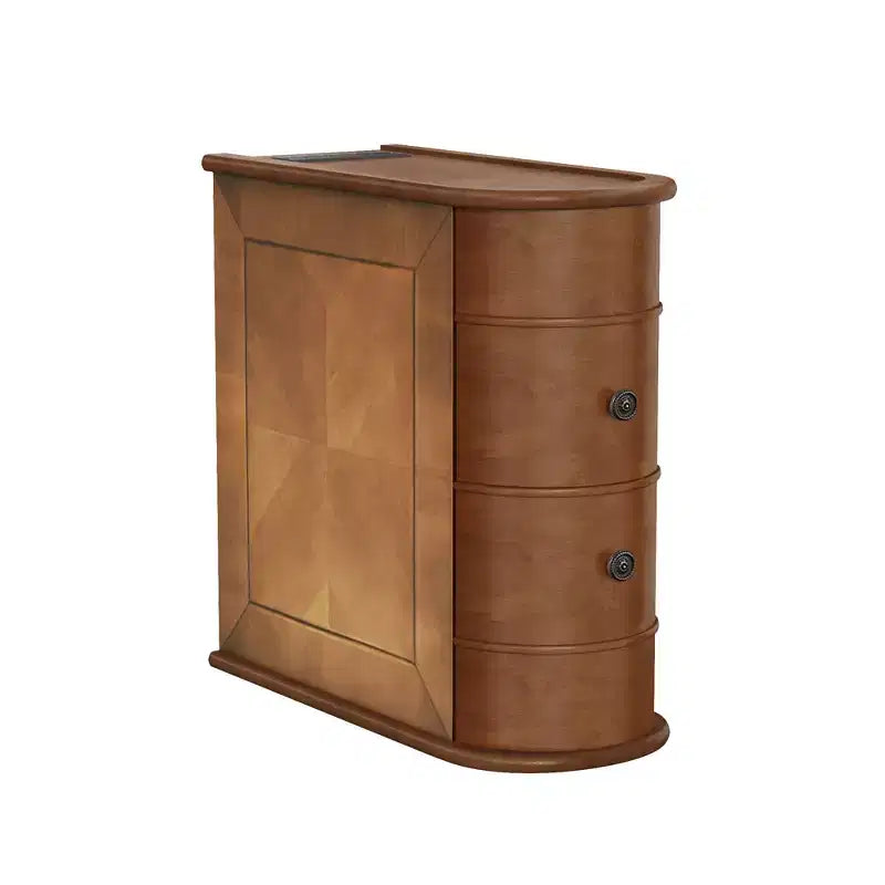 Table d'appoint avec station de recharge, Table d'appoint de canapé avec tiroirs, Table d'appoint de chevet, Aucun assemblage requis, Noyer - ModernLuxe