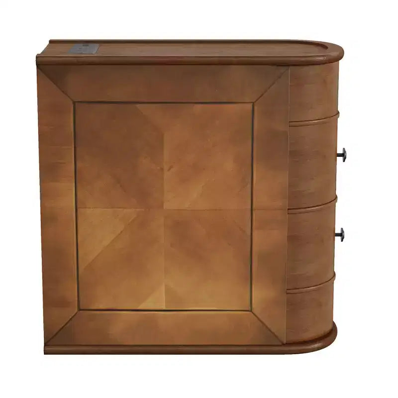 Table d'appoint avec station de recharge, Table d'appoint de canapé avec tiroirs, Table d'appoint de chevet, Aucun assemblage requis, Noyer - ModernLuxe